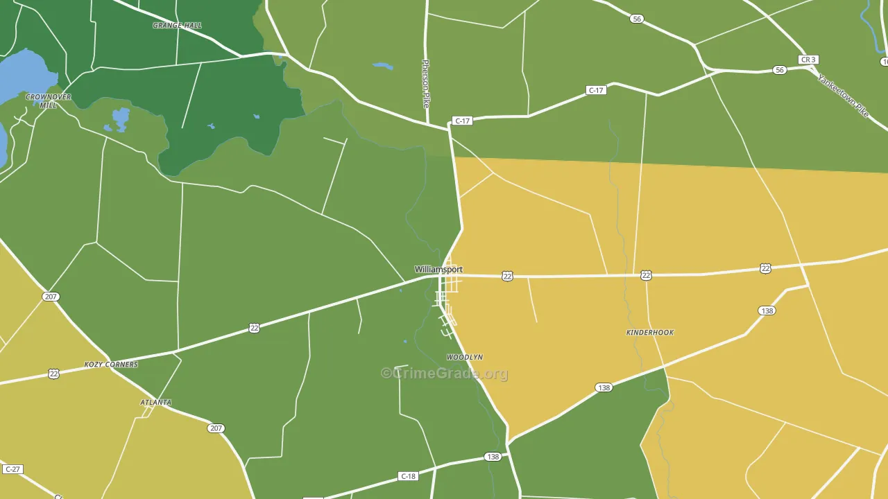 Williamsport, OH Map of Burglary Rates