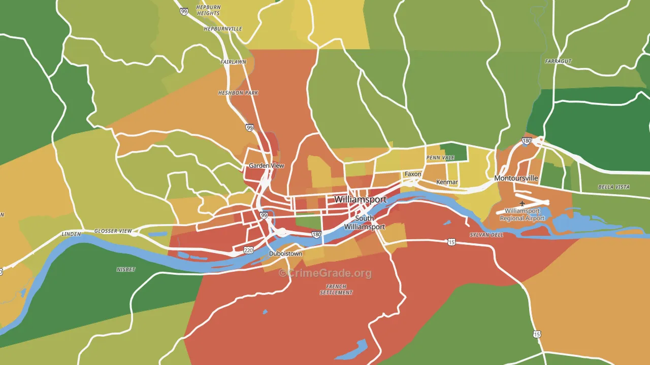 Williamsport, PA Map of Burglary Rates