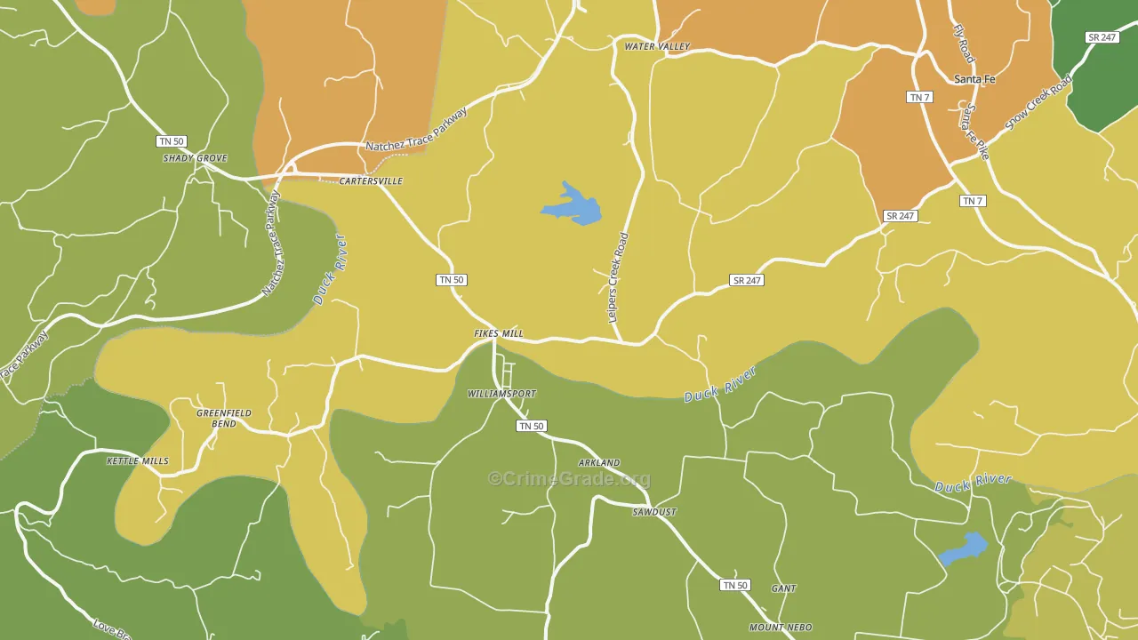 Williamsport, TN Map of Burglary Rates