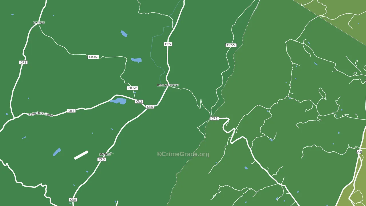 Williamsport, WV Map of Burglary Rates