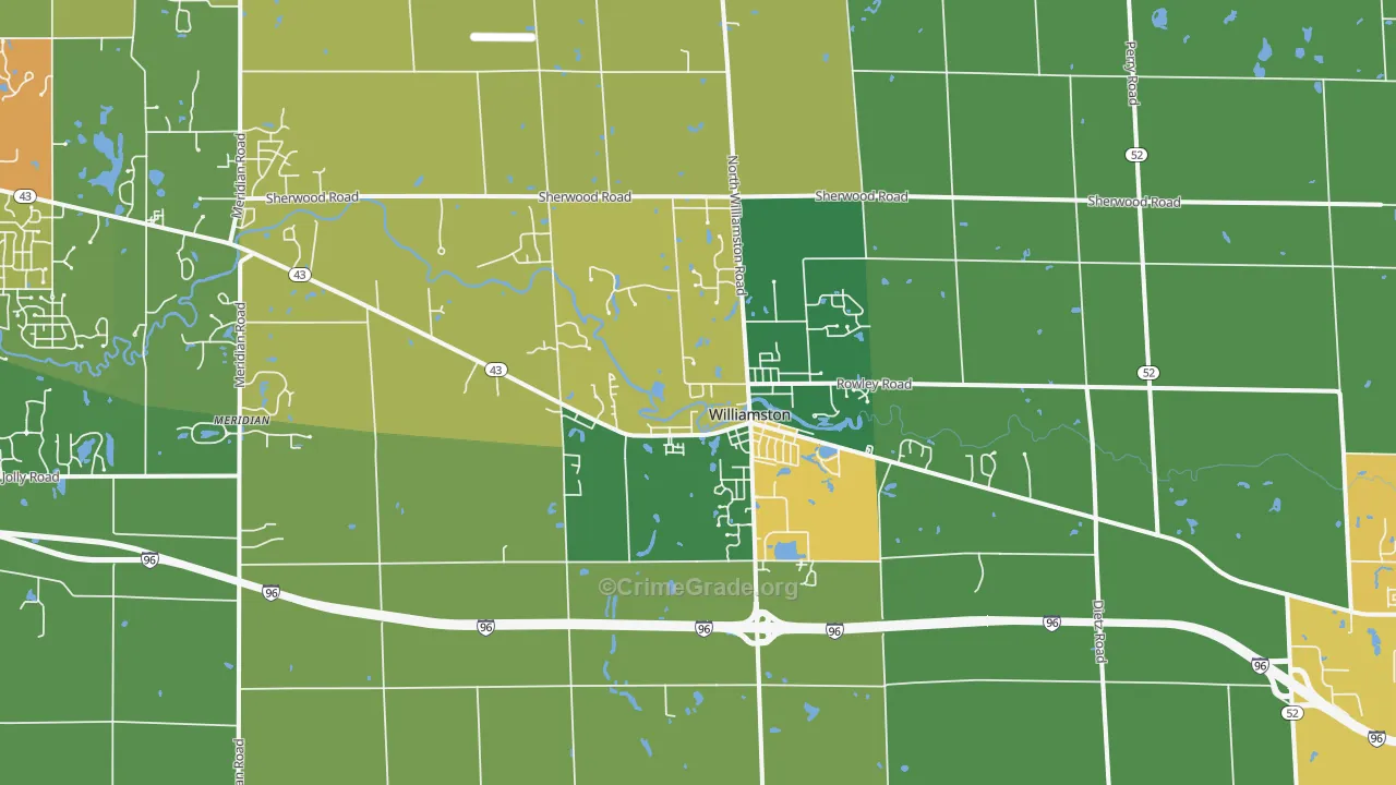 Williamston, MI Map of Burglary Rates