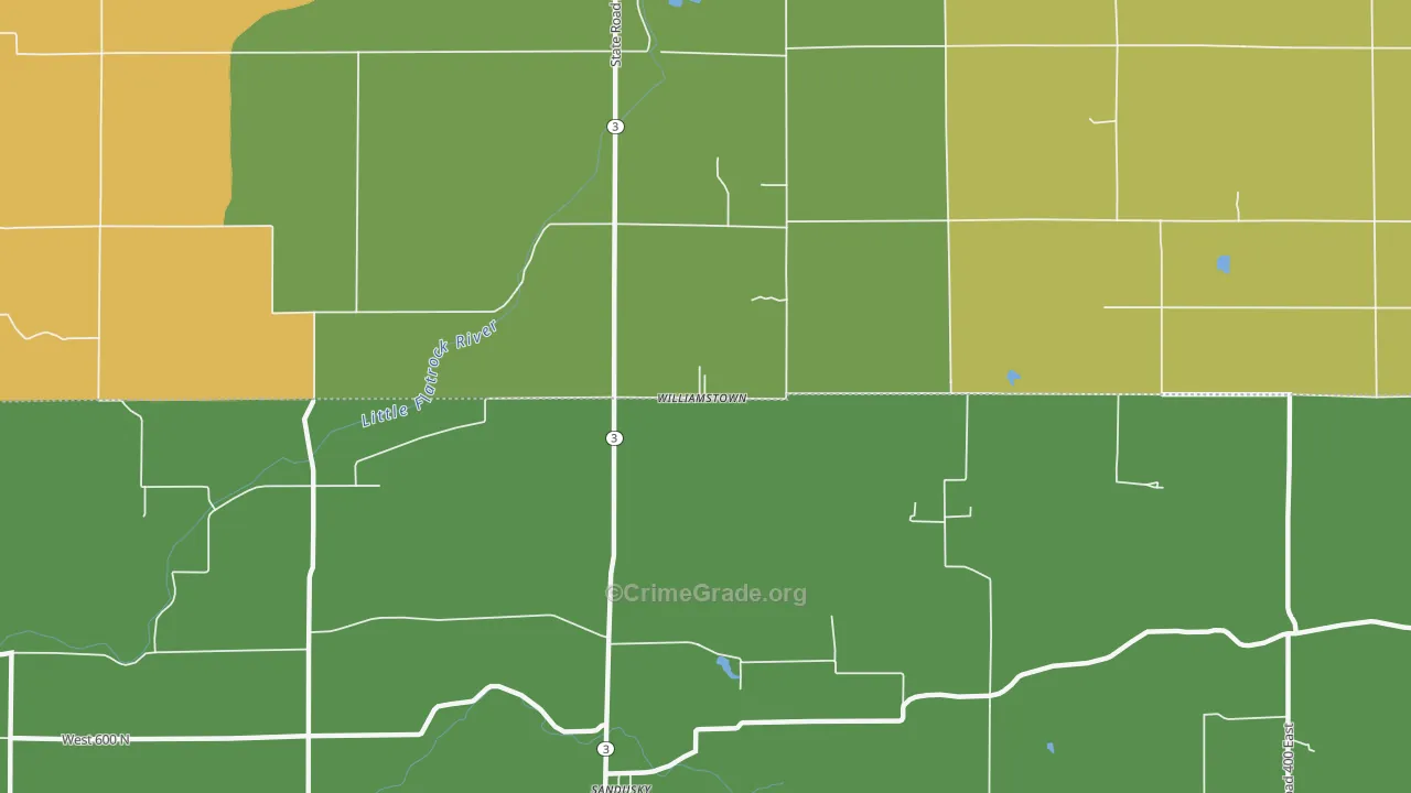Williamstown, IN Map of Burglary Rates