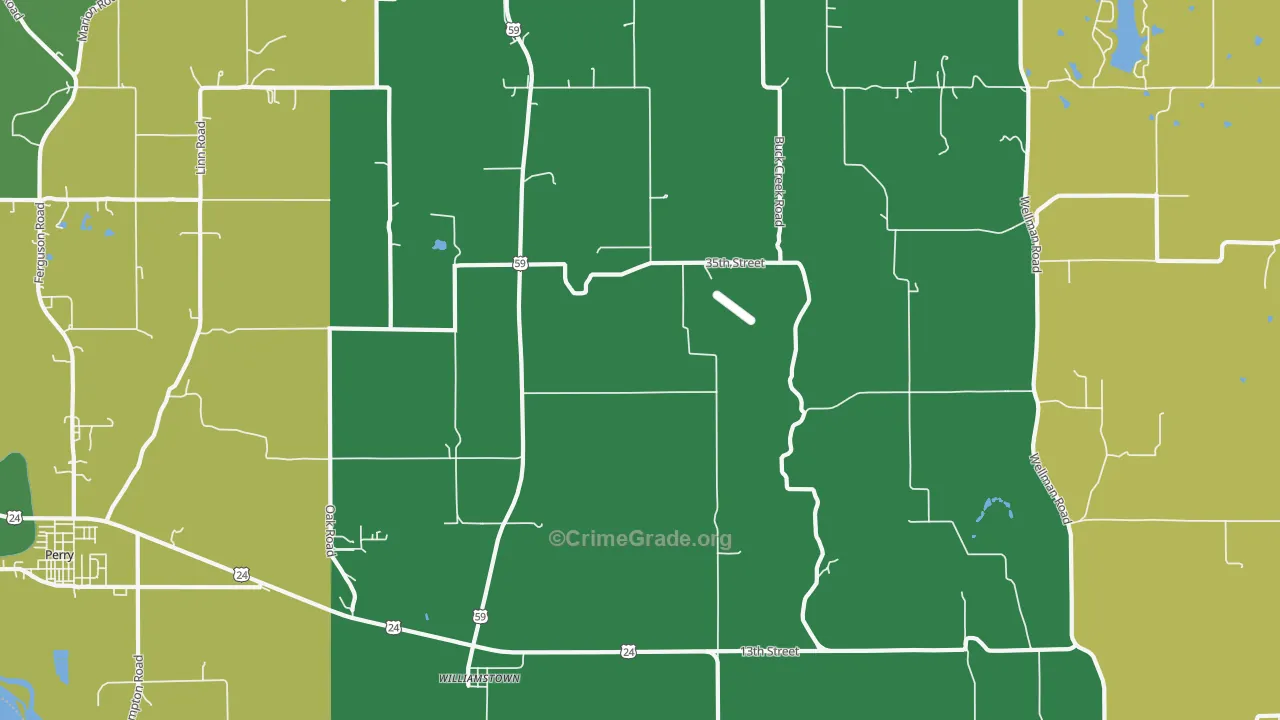 Williamstown, KS Map of Burglary Rates