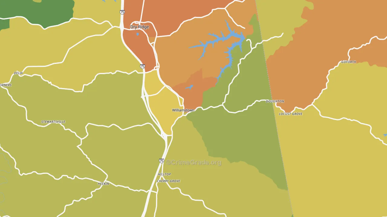 Williamstown, KY Map of Burglary Rates