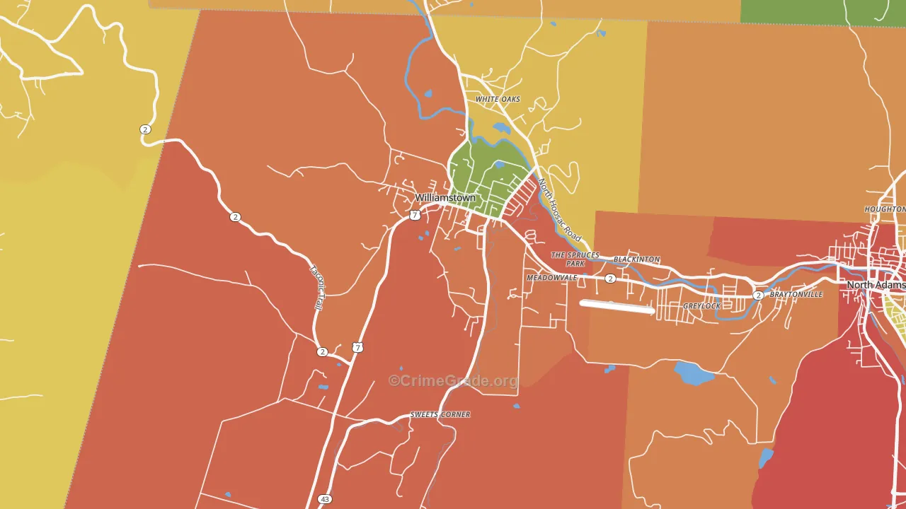 Williamstown, MA Map of Burglary Rates