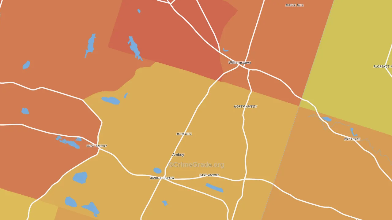 Williamstown, NY Map of Burglary Rates