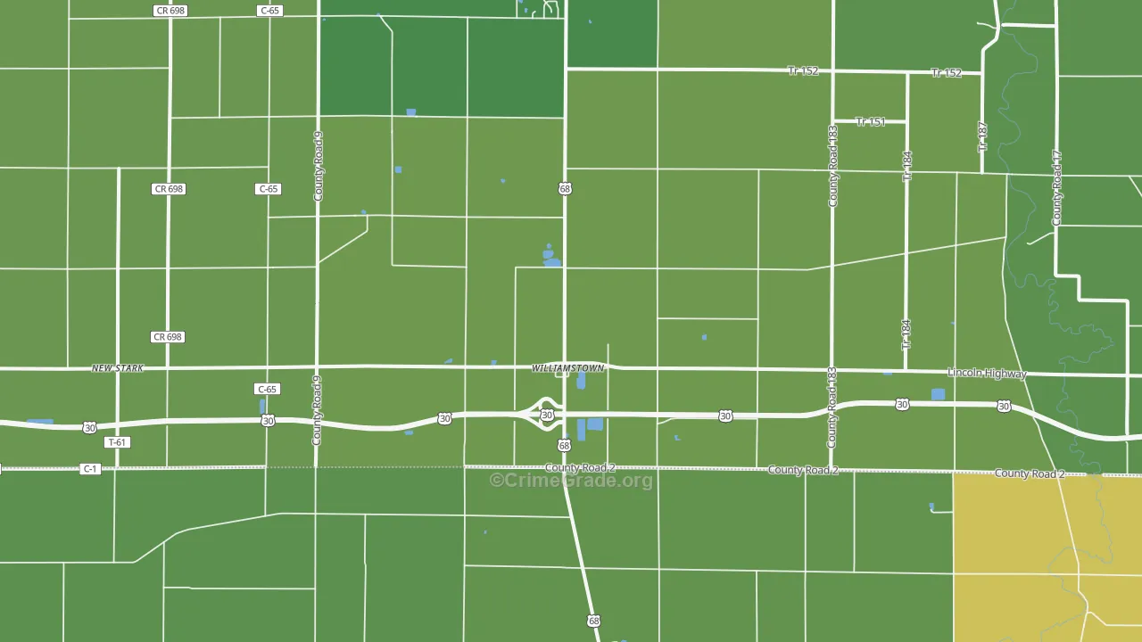 Williamstown, OH Map of Burglary Rates