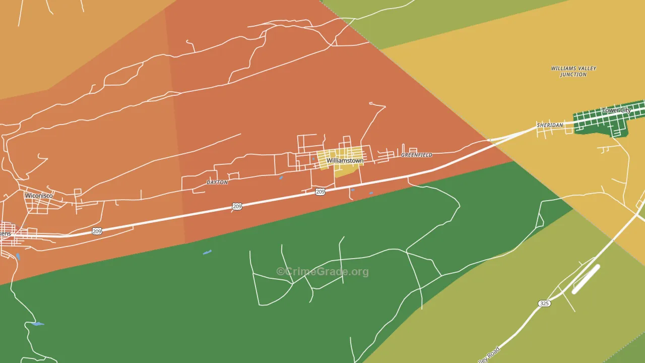 Williamstown, PA Map of Burglary Rates