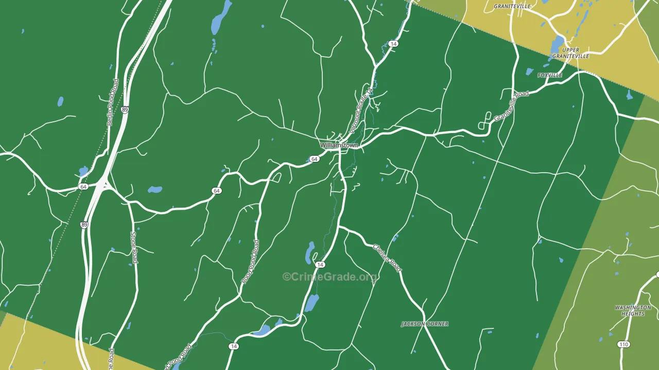 Williamstown, VT Map of Burglary Rates