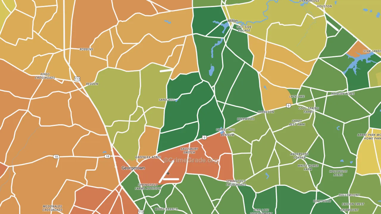 Williamsville, DE Map of Burglary Rates