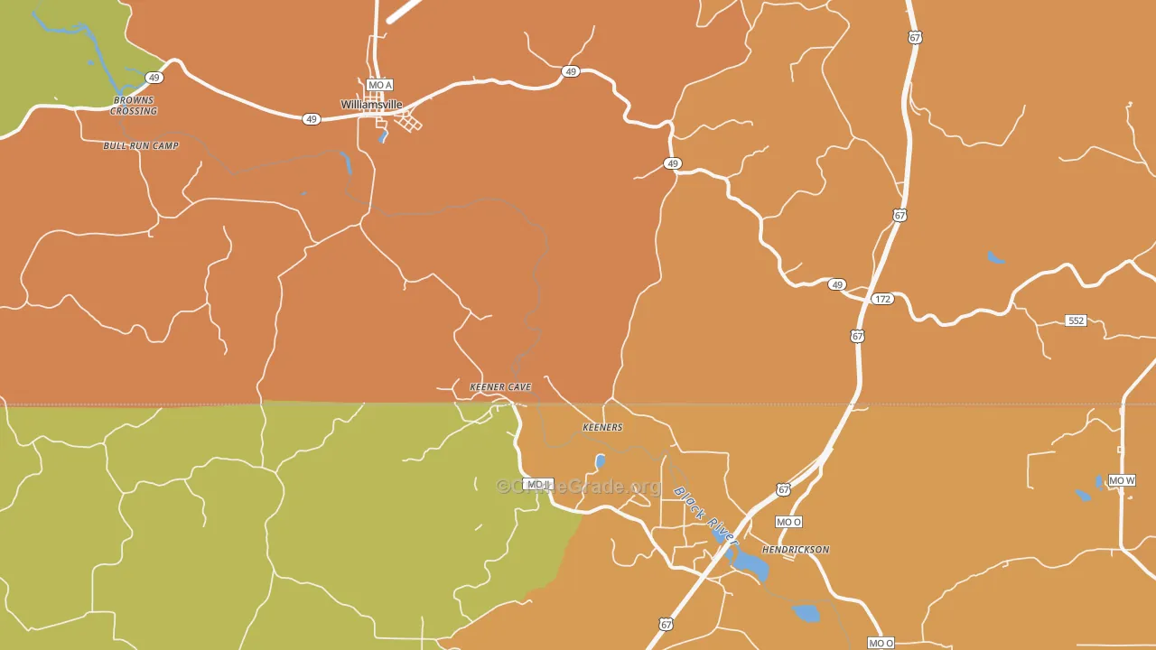 Williamsville, MO Map of Burglary Rates