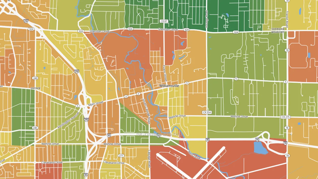 Williamsville, NY Map of Burglary Rates