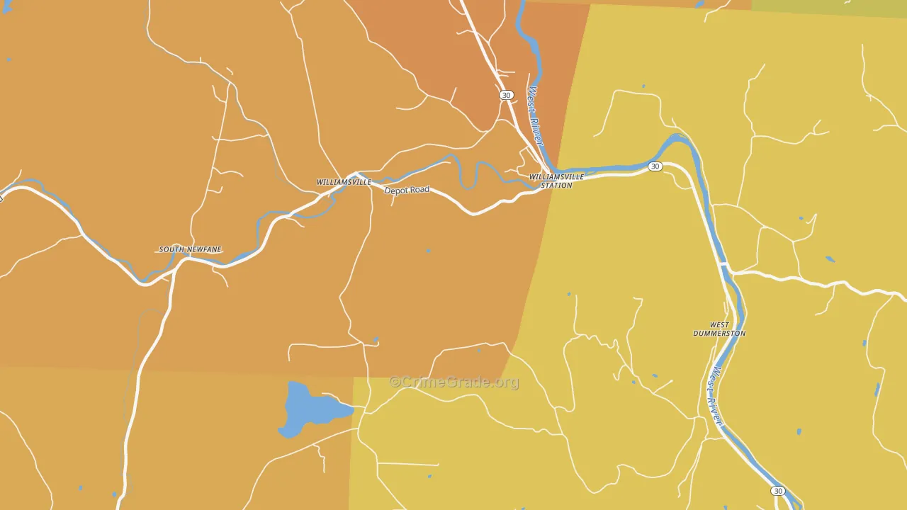 Williamsville, VT Map of Burglary Rates