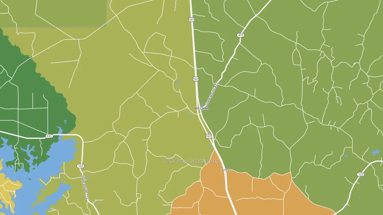 Williana, LA Map of Burglary Rates