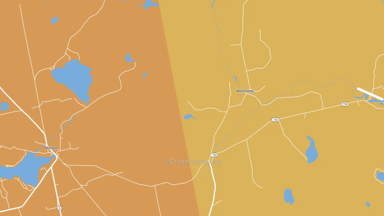 Willimantic, ME Map of Burglary Rates