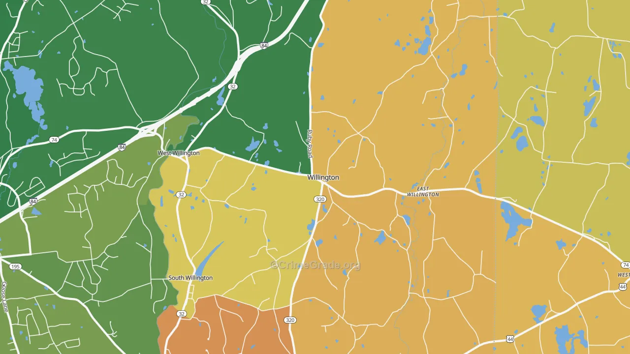 Willington, CT Map of Burglary Rates