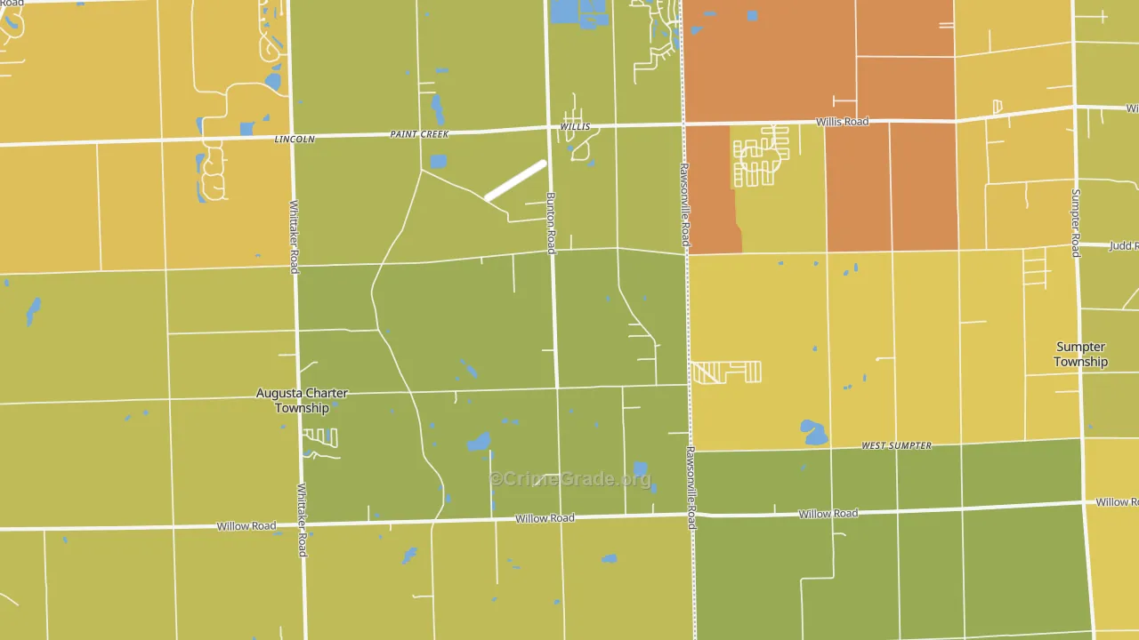 Willis, MI Map of Burglary Rates