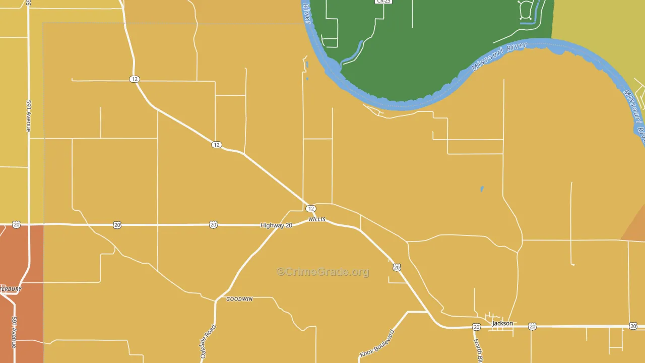 Willis, NE Map of Burglary Rates