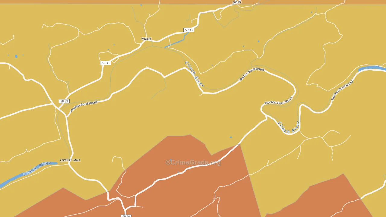 Willis, TN Map of Burglary Rates