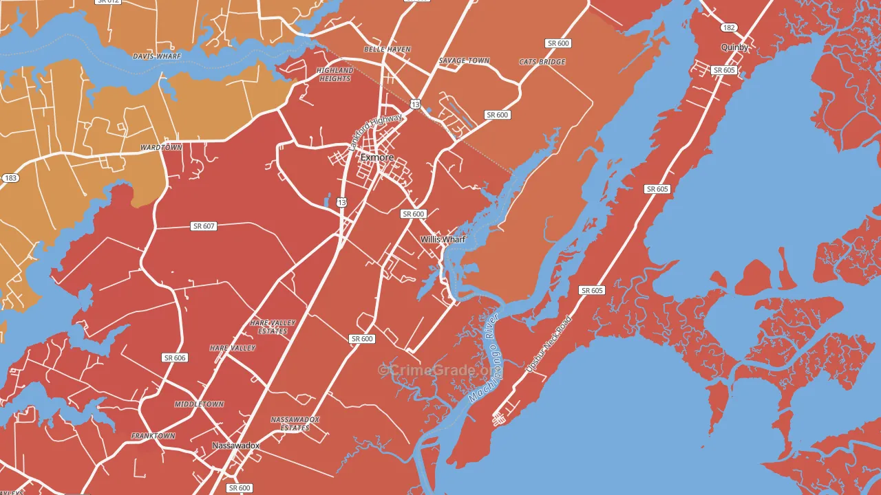 Willis Wharf, VA Map of Burglary Rates