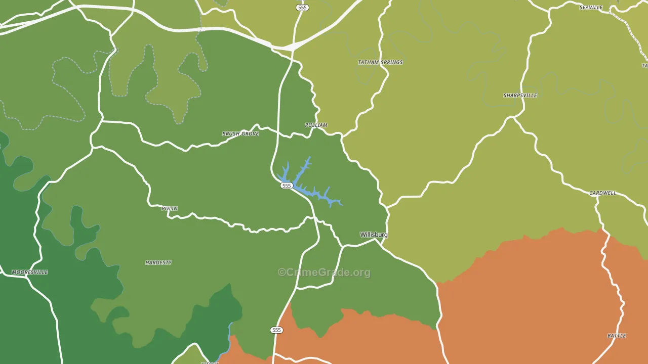 Willisburg, KY Map of Burglary Rates