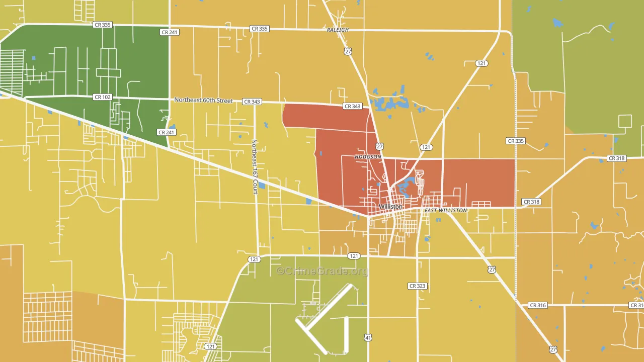 Williston, FL Map of Burglary Rates
