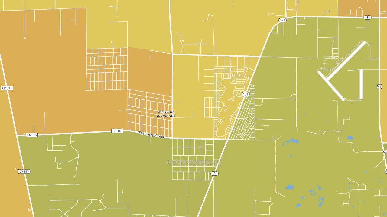 Williston Highlands, FL Map of Burglary Rates