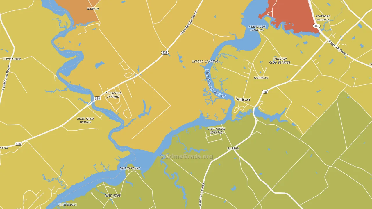 Williston, MD Map of Burglary Rates