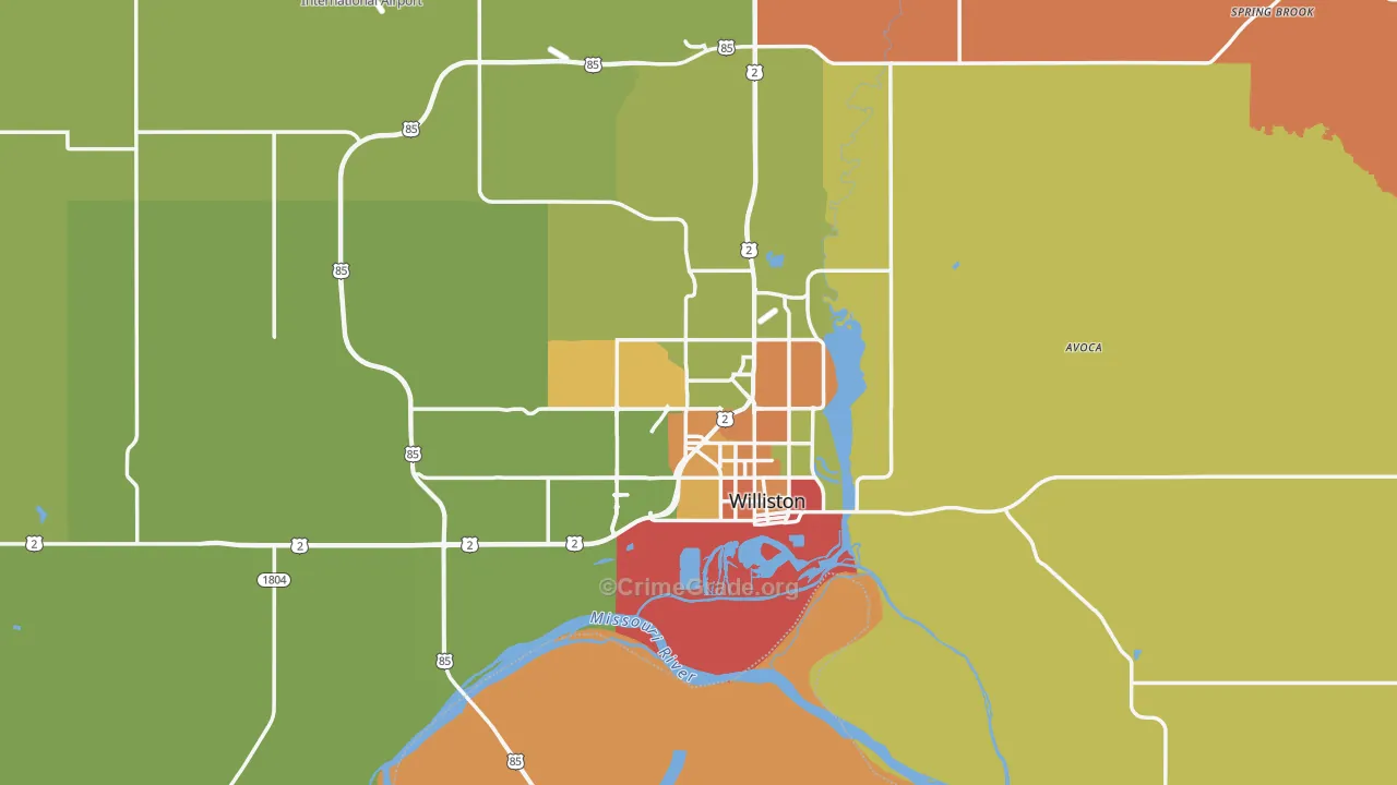 Williston, ND Map of Burglary Rates
