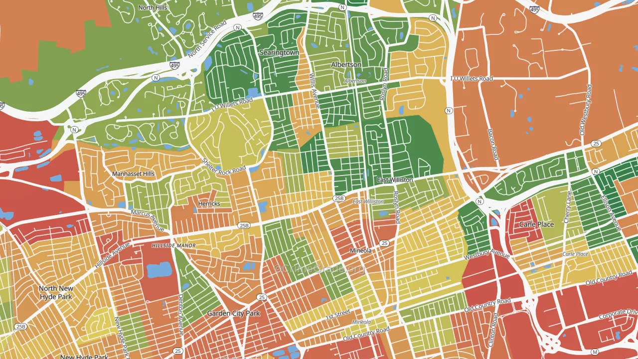 Williston Park, NY Map of Burglary Rates