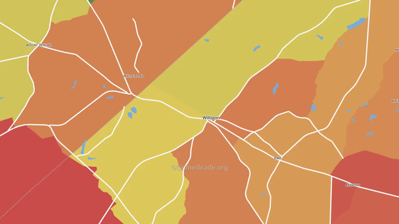 Williston, SC Map of Burglary Rates