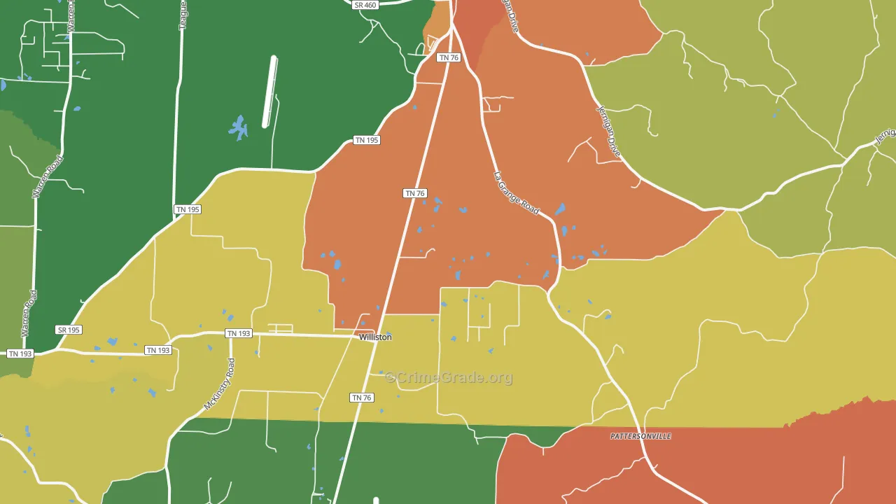 Williston, TN Map of Burglary Rates