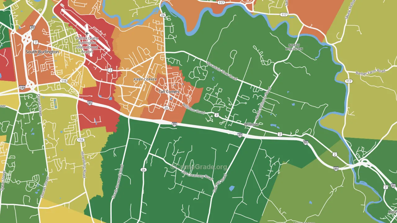 Williston, VT Map of Burglary Rates
