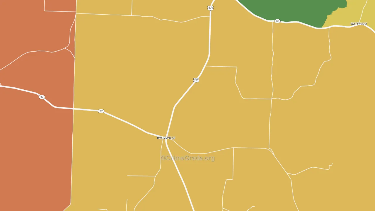 Willisville, AR Map of Burglary Rates