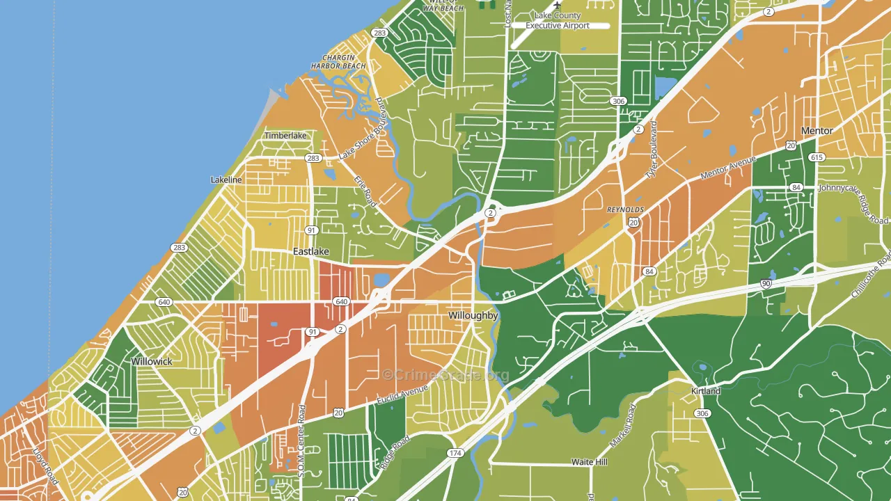 Willoughby, OH Map of Burglary Rates