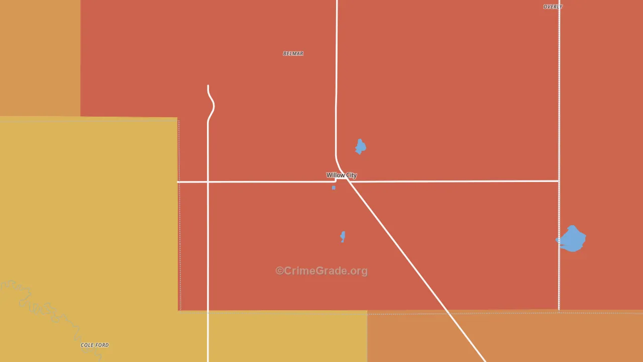Willow City, ND Map of Burglary Rates