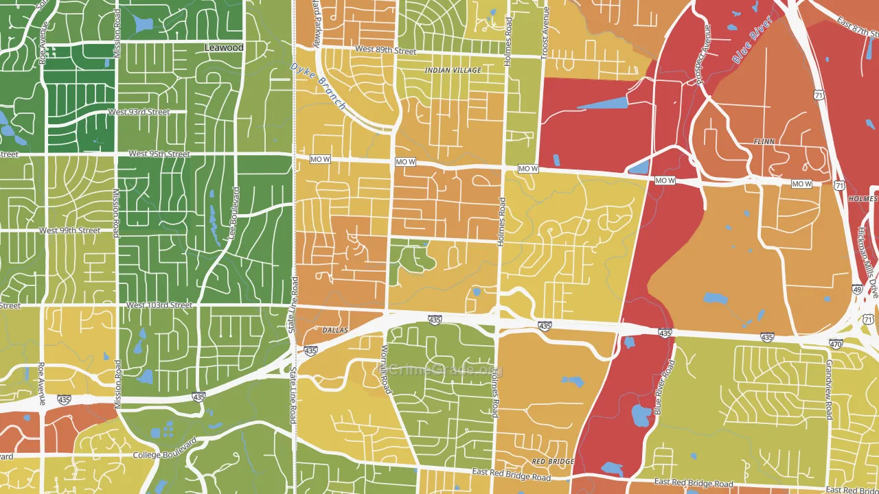 Willow Creek, Kansas City, MO Map of Burglary Rates