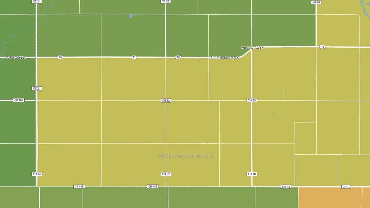 Willow Creek, MN Map of Burglary Rates