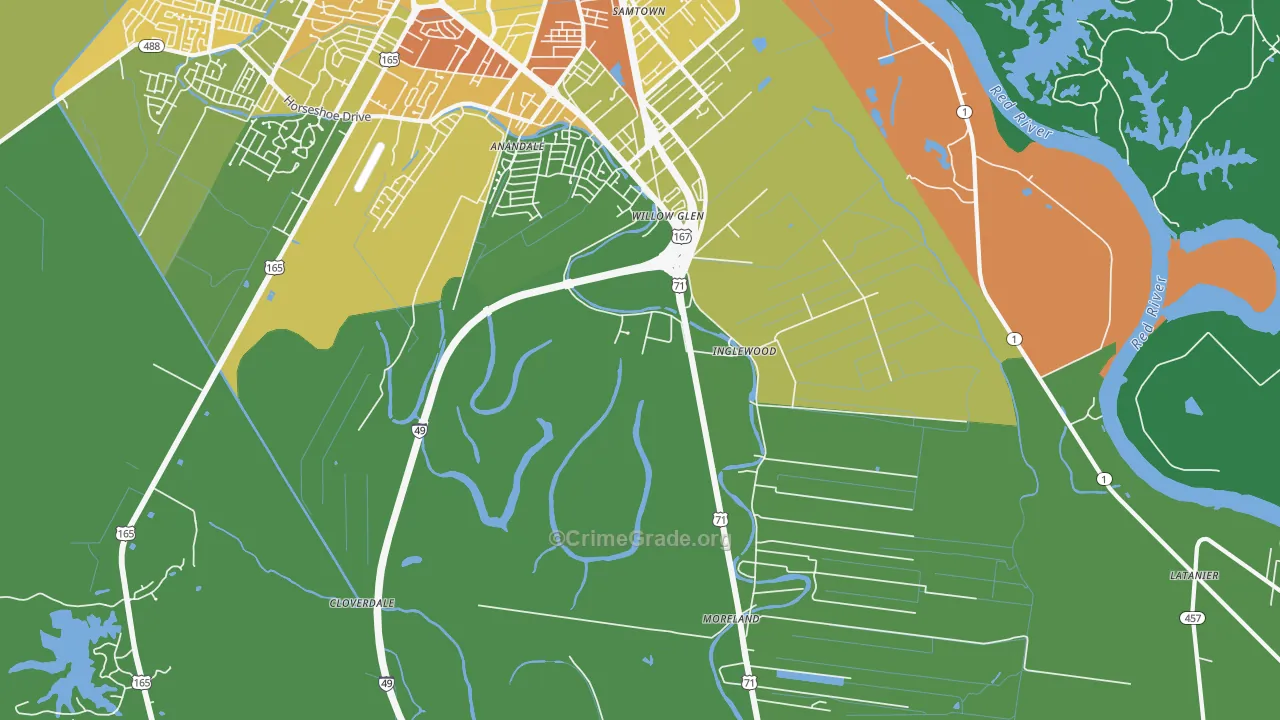 Willow Glen, LA Map of Burglary Rates