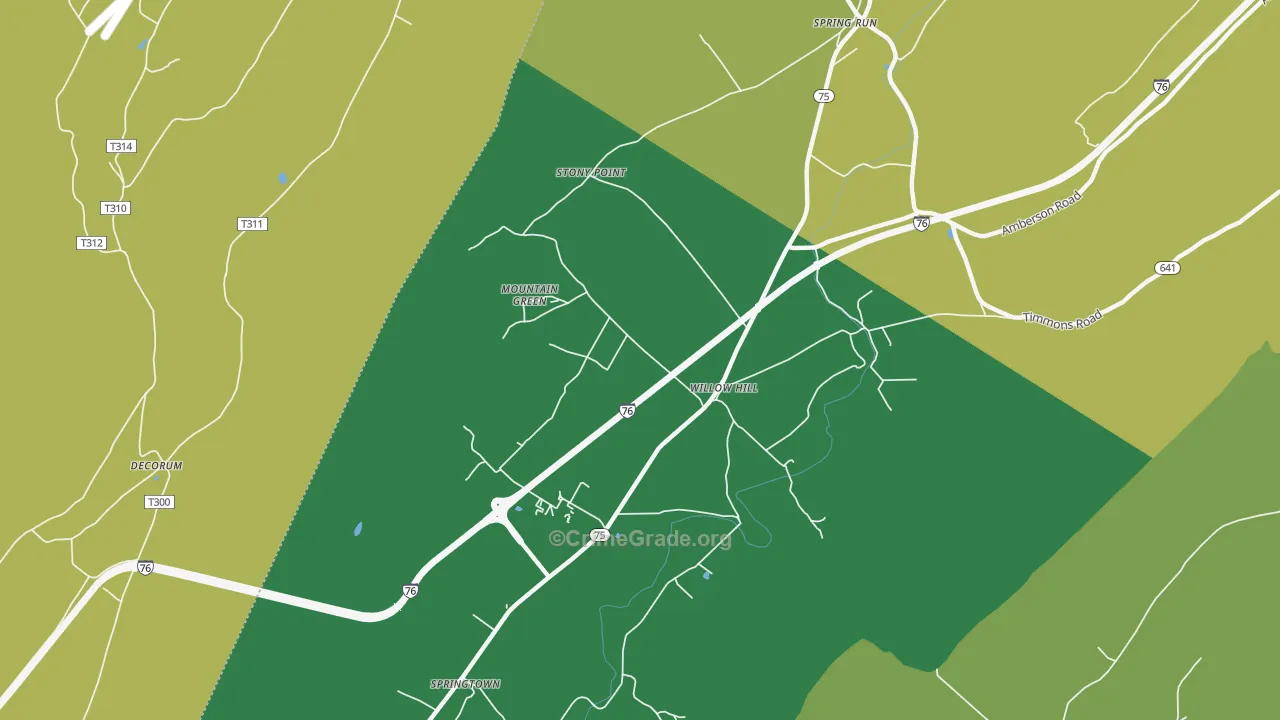 Willow Hill, PA Map of Burglary Rates