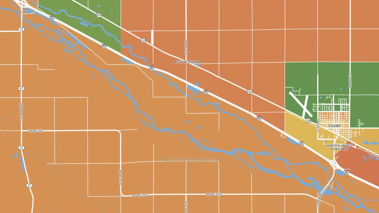 Willow Island, NE Map of Burglary Rates