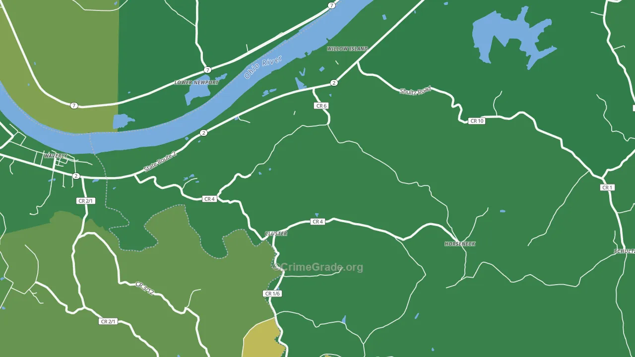 Willow Island, WV Map of Burglary Rates