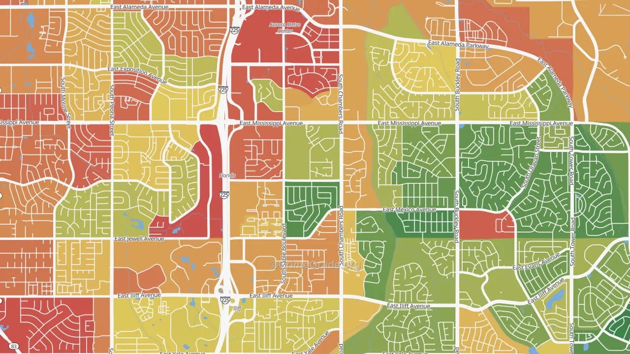 Willow Park, Aurora, CO Map of Burglary Rates