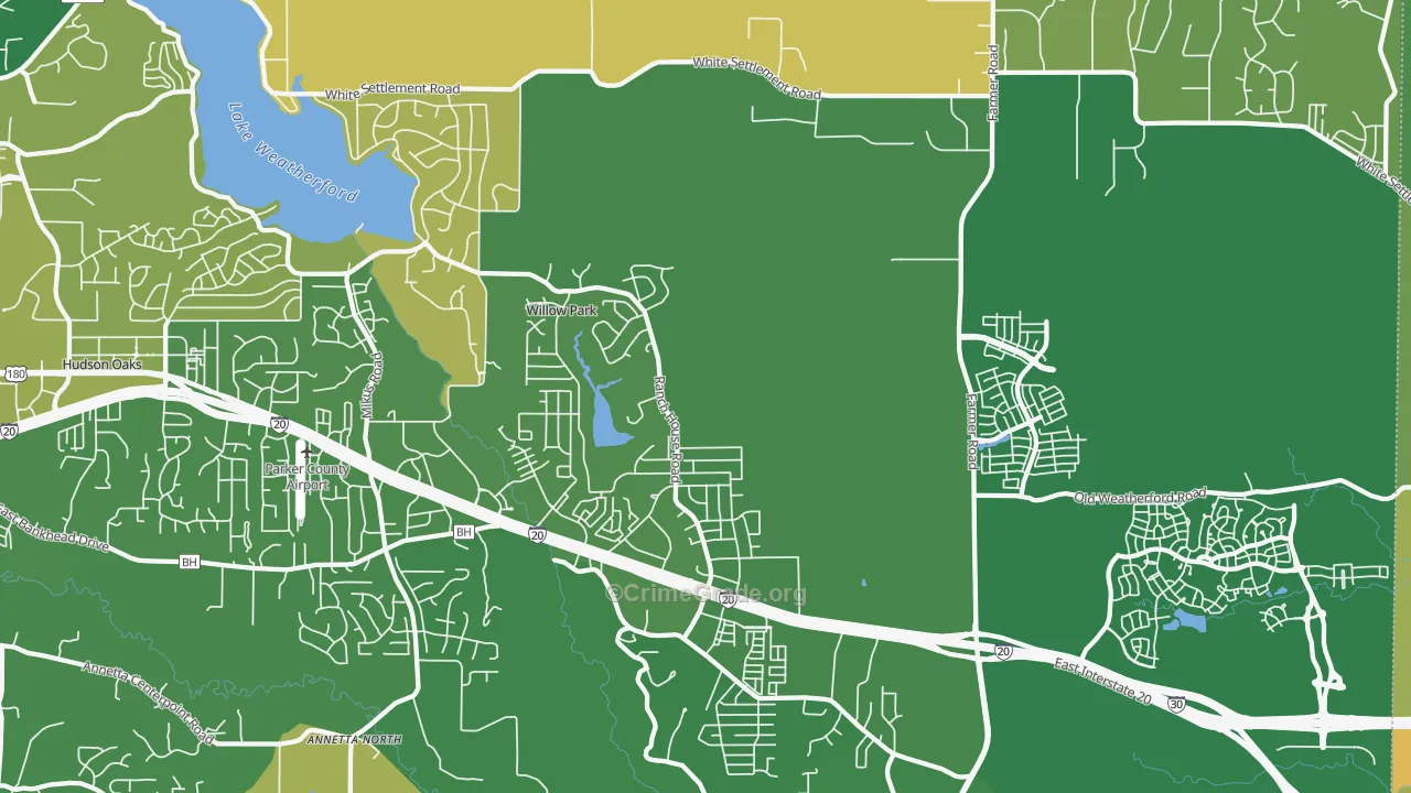 Willow Park, TX Map of Burglary Rates