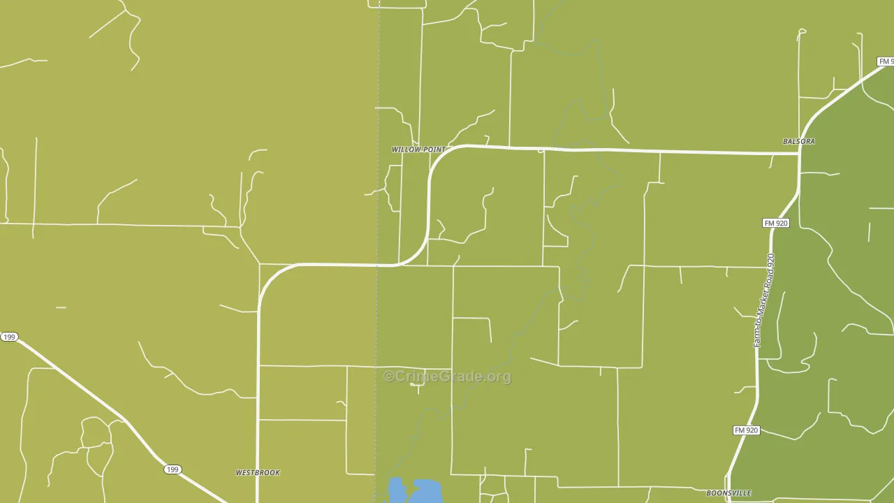 Willow Point, TX Map of Burglary Rates