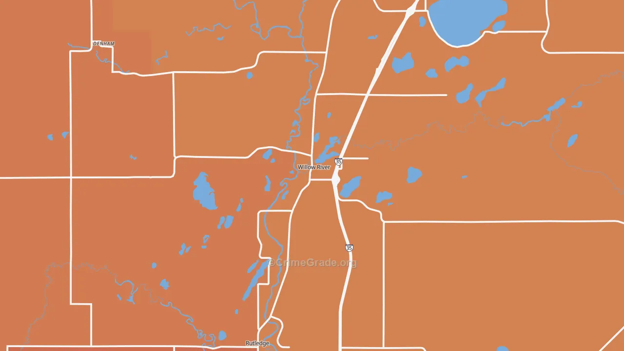 Willow River, MN Map of Burglary Rates