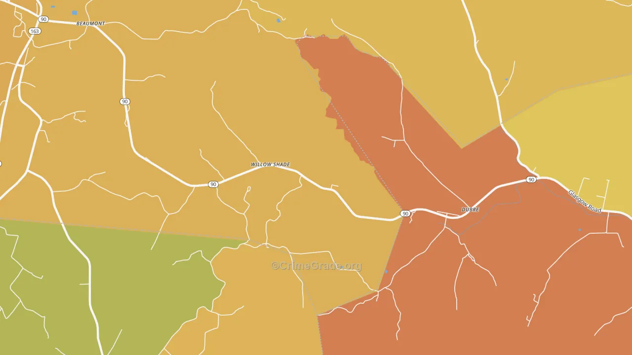 Willow Shade, KY Map of Burglary Rates