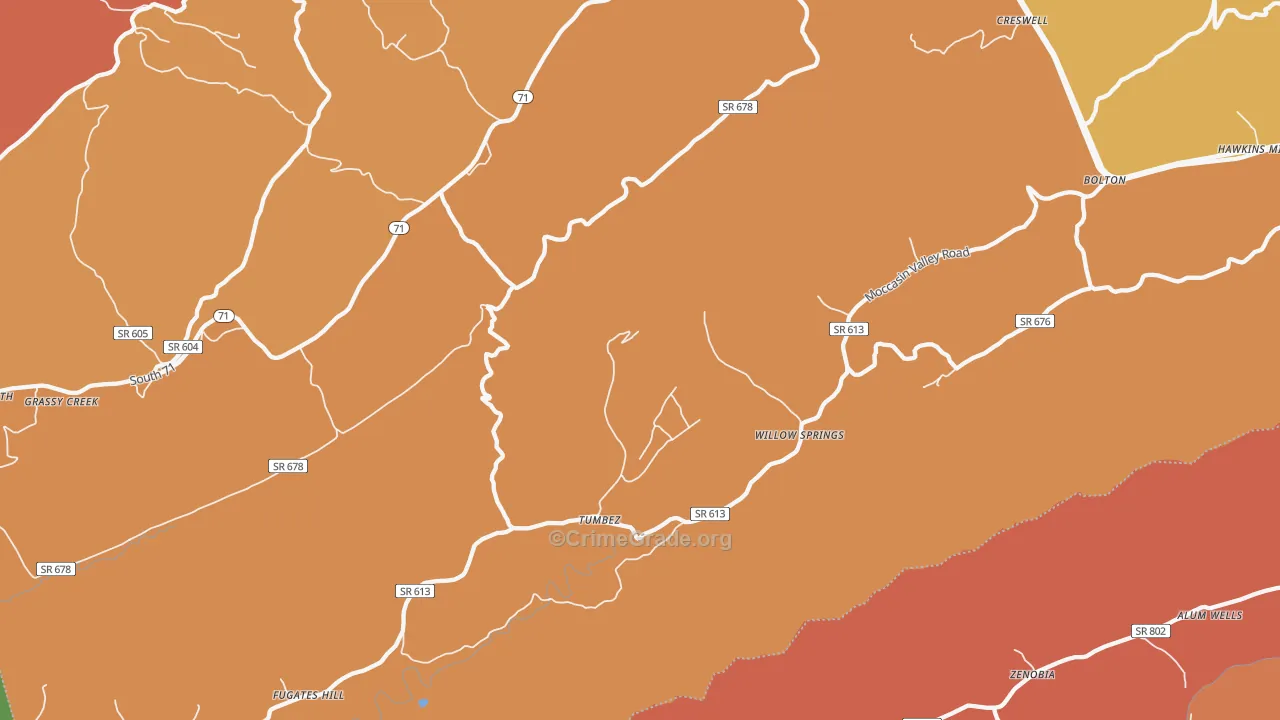 Willow Spring, VA Map of Burglary Rates