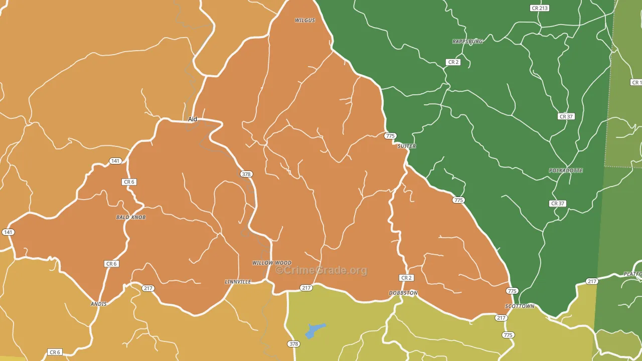 Willow Wood, OH Map of Burglary Rates