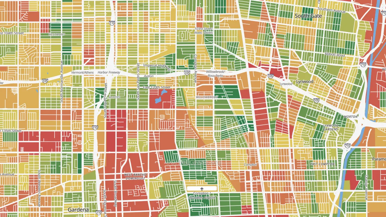 Willowbrook, CA Map of Burglary Rates